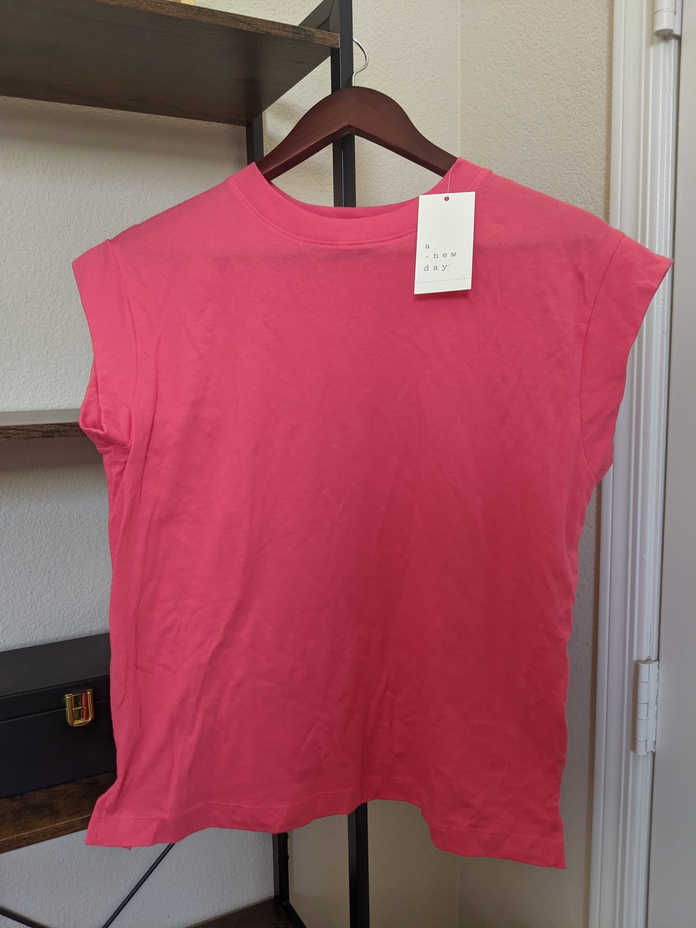 a new day Coral-Orange Cap Sleeve Tank Top Tshirt XS Oversized Cotton Blend NWT